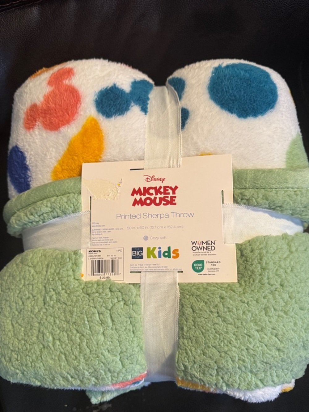 Disney Mickey Mouse Sherpa Throw - White, Green, Blue, Orange, Yellow
